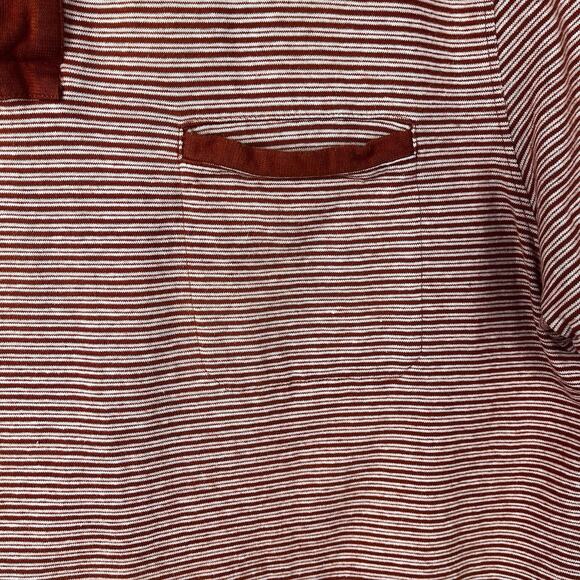 Banana Republic Cotton Linen SS Polo Men Sz L Burnt Orange Stripped Summer - Picture 5 of 11